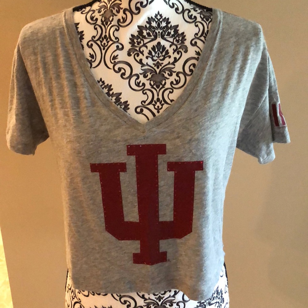 PINK by VS Indiana Hoosier Embellished Cropped Top